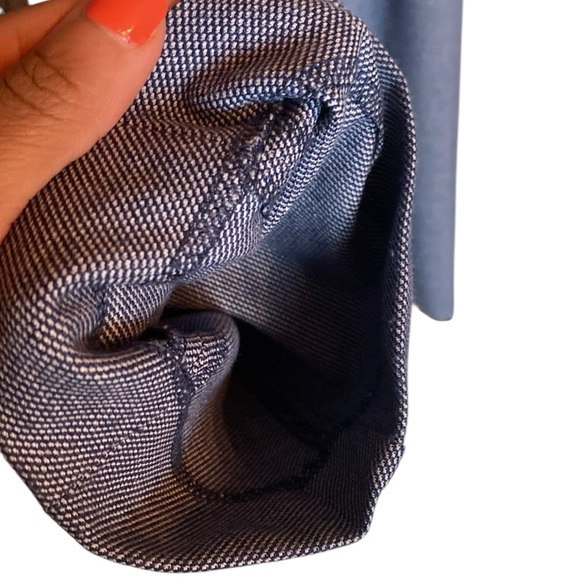 Loft Marisa High Waist Pants Blue Chevron Herringbone Pattern SZ 14 Business - Picture 14 of 15